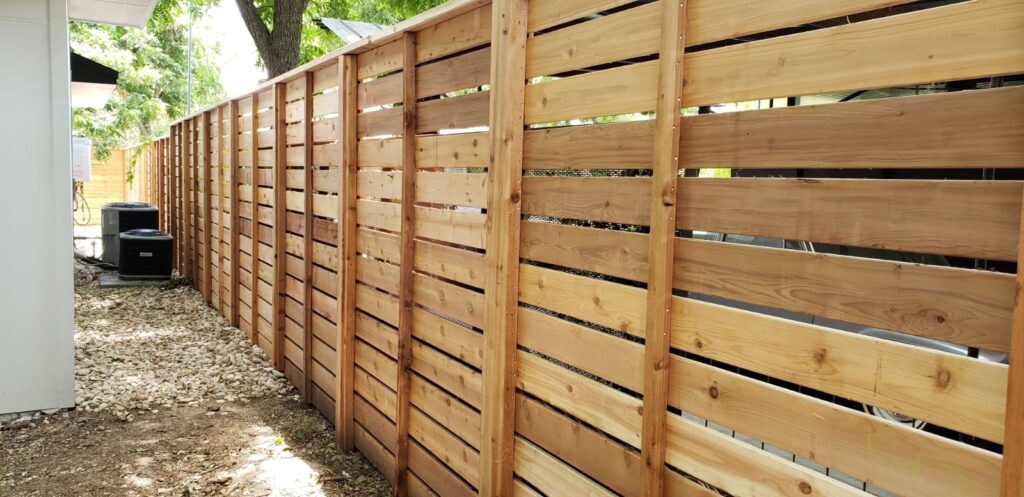 Horizontal cedar fence built by JF Fence