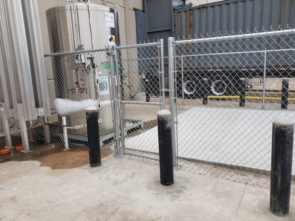 Chain link fence enclosure at a commercial property