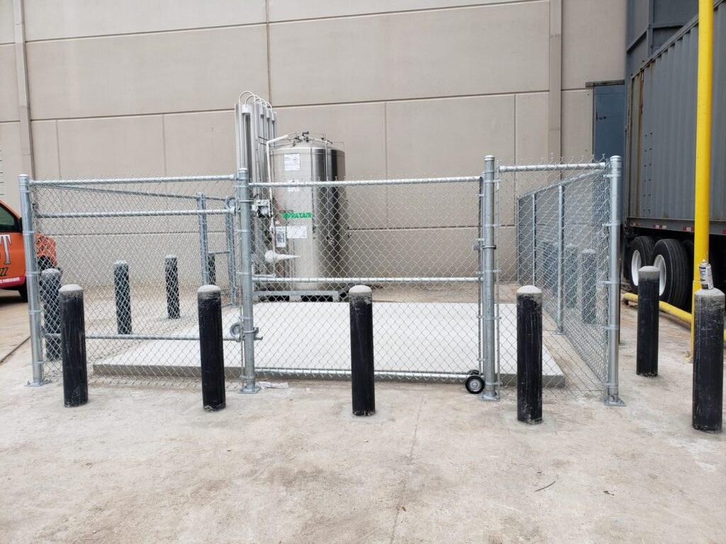 Chain link fencing at a commercial building